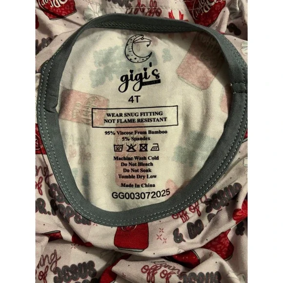 Gigi's Kids Pajama Set 4T Dr Pepper Soda Print Short Sleeve Top Pants - Picture 8 of 8